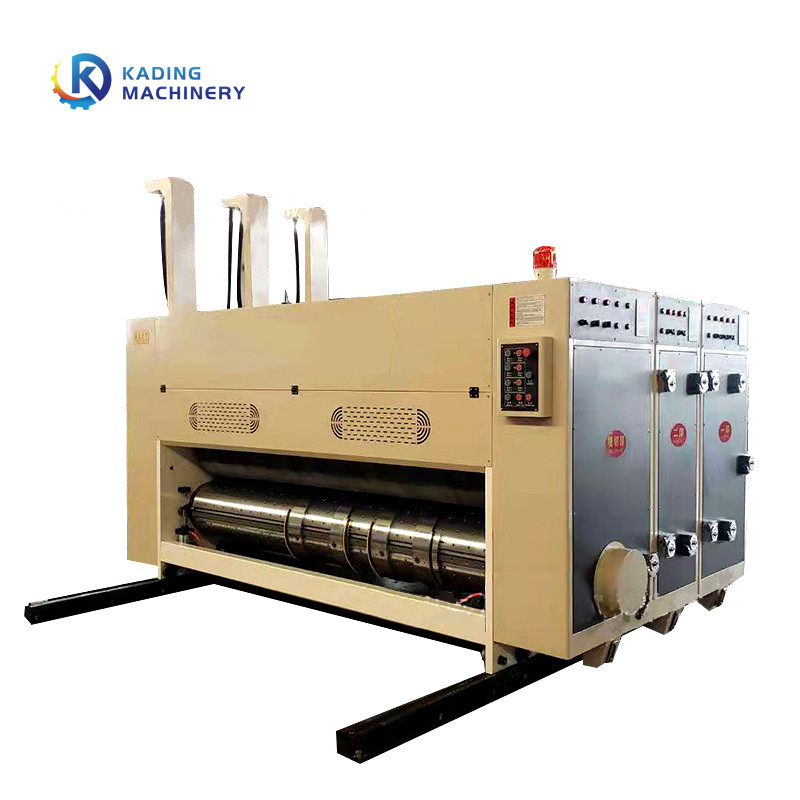 เครื่องพิมพ์กล่องให้อาหารโซ่พร้อมการพิมพ์ Slotting Die Cut สำหรับกล่องลูกฟูก