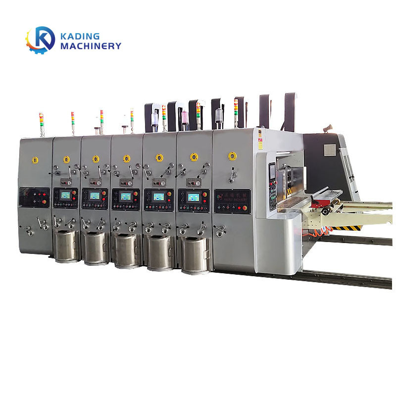 เครื่องพิมพ์กล่องสล็อตเตอร์ Flexo แบบกระบอกสําหรับกล่องกระดาษกล่อง 7 ชั้น