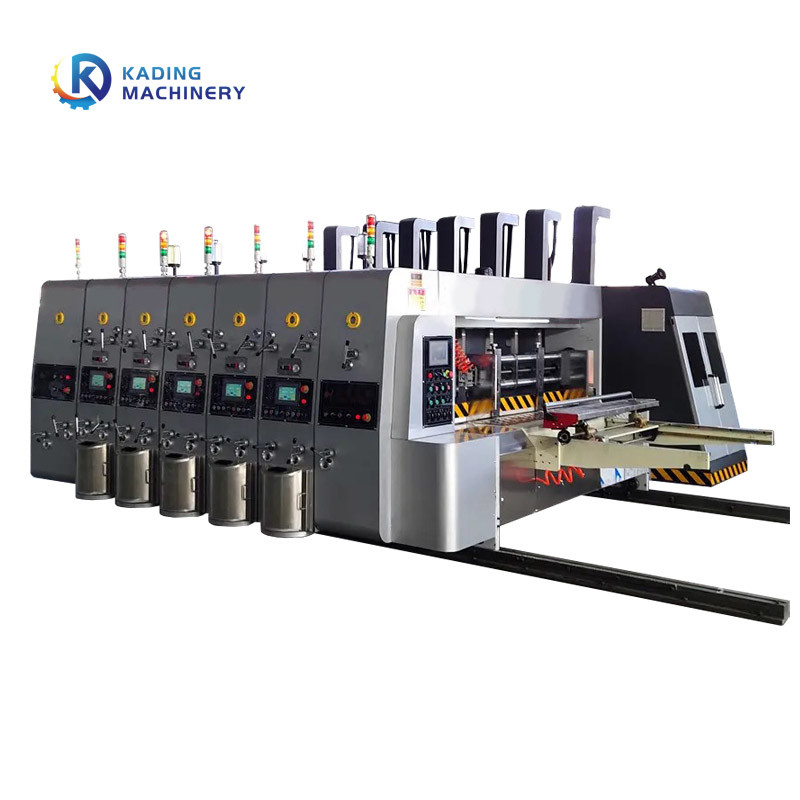 เครื่องพิมพ์กล่องสล็อตเตอร์ Flexo แบบกระบอกสําหรับกล่องกระดาษกล่อง 7 ชั้น