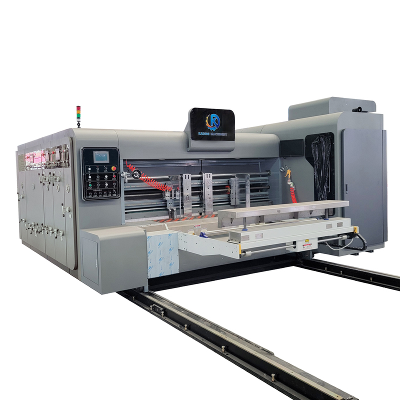 เครื่องพิมพ์หมึกพื้นที่น้ํา Flexo เครื่องพิมพ์กล่อง corrugated พร้อมมีดสล็อตสําหรับทํากล่องพีซ่า