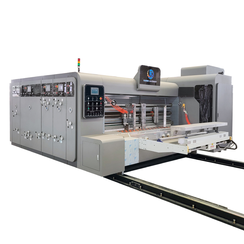 เครื่องพิมพ์หมึกพื้นที่น้ํา Flexo เครื่องพิมพ์กล่อง corrugated พร้อมมีดสล็อตสําหรับทํากล่องพีซ่า