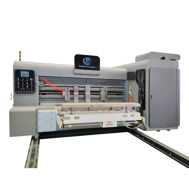 เครื่องพิมพ์หมึกพื้นที่น้ํา Flexo เครื่องพิมพ์กล่อง corrugated พร้อมมีดสล็อตสําหรับทํากล่องพีซ่า